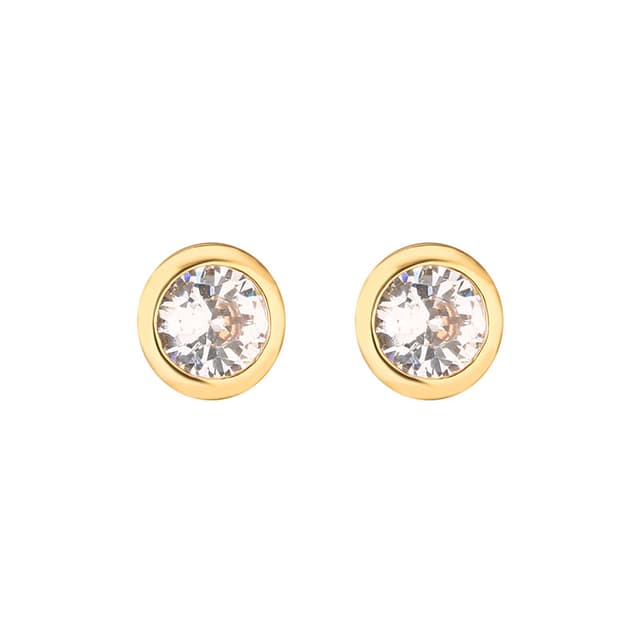 Aretes básicos pequeños con brillantes, chapado en oro de 18 quilates.