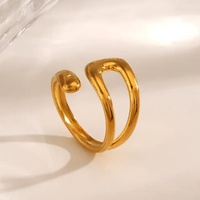 CAMILA - Anillo Abierto, Acero Inoxidable bañado en Oro 18K