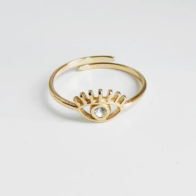 JULIANA - Anillo con detalle de Ojo Turco, Acero Inoxidable bañado en Oro 18K