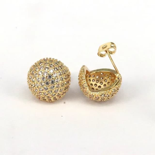 DIANA - Aretes redondondos con circones Bañados en Oro 18K