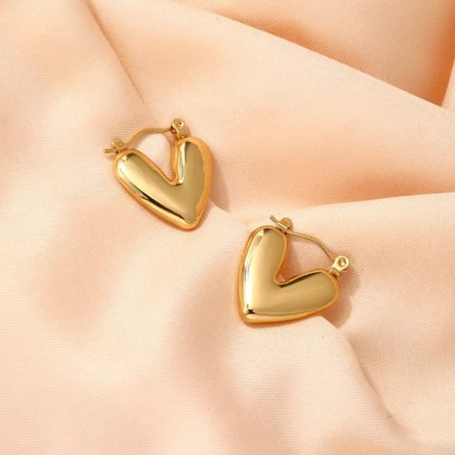 AMARE - Argolla en forma de corazón, acero inoxidable Bañado en Oro 18K