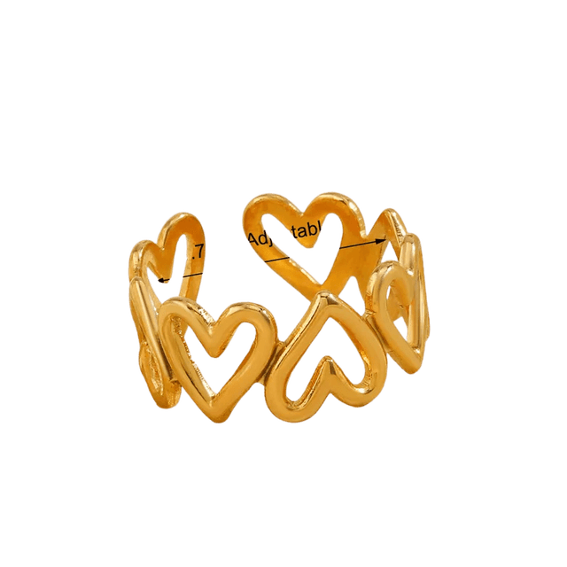 LINA - Anillo abierto en forma de Corazón de Acero Inoxidable Bañado en Oro 18K